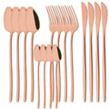 Axyaa 16Pcs Western Black Gold Dinnerware Set Stainless Steel Tableware Flatware