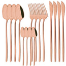 Axyaa 16Pcs Western Black Gold Dinnerware Set Stainless Steel Tableware Flatware