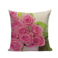 Pink Tulip Linen Cushion Cover - Axyaa 45x45cm Pillowcase