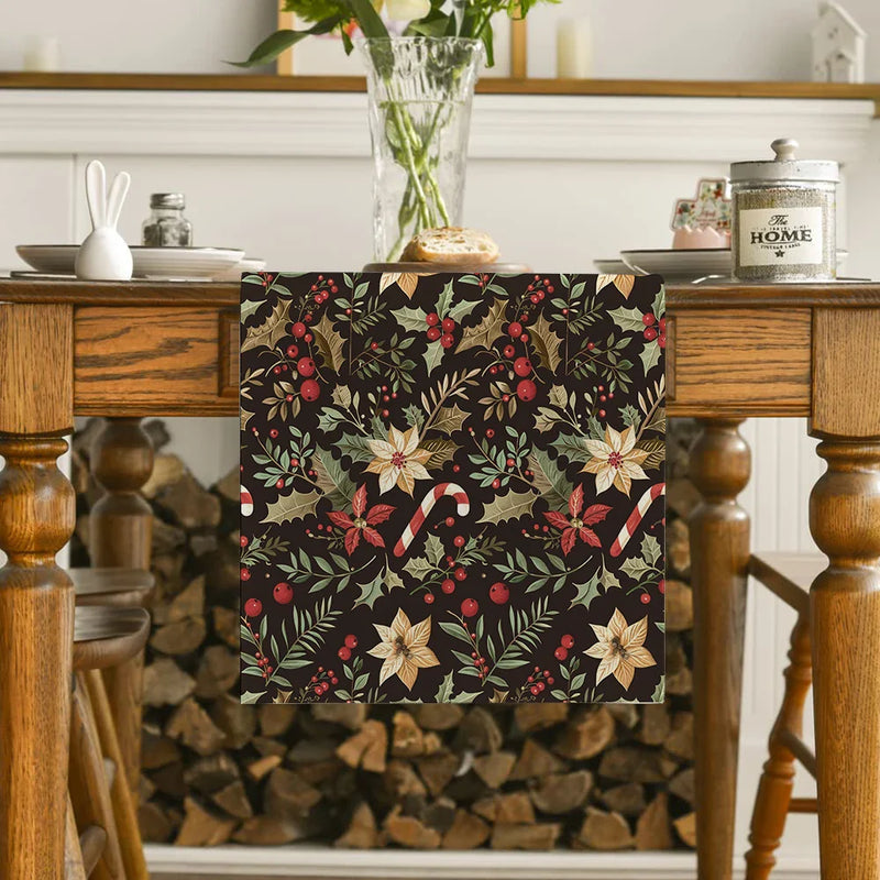 Axyaa Poinsettia Table Runner - Festive Dining Room Decor