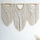 Axyaa Macrame Wall Hanging Tapestry Wooden Stick Boho Decor Tassel Curtain • Hand-Woven Wedding Backgrou