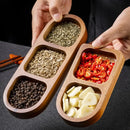 Axyaa Wooden Divided Serving Tray | Multi Compartment Sauce Dishes Elegant Wood Plates
