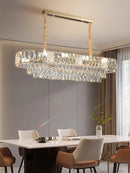 Axyaa Clear Crystal Chandelier: Nordic Luxury Hanging Lamp for Living Room and Dining Table