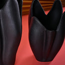 Axyaa Black Texture Irregular Ceramic Vase for Home Decoration