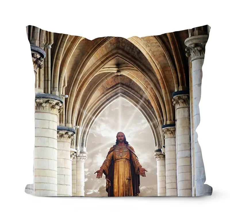 Retro Oil Painting Christmas Pillowcase - Axyaa Nativity Cushions Case Jesus Christ Print Throw Pillows Case