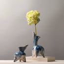 Axyaa Triangular Ink Pattern Ceramic Vase - Chinese Porcelain Home Decor