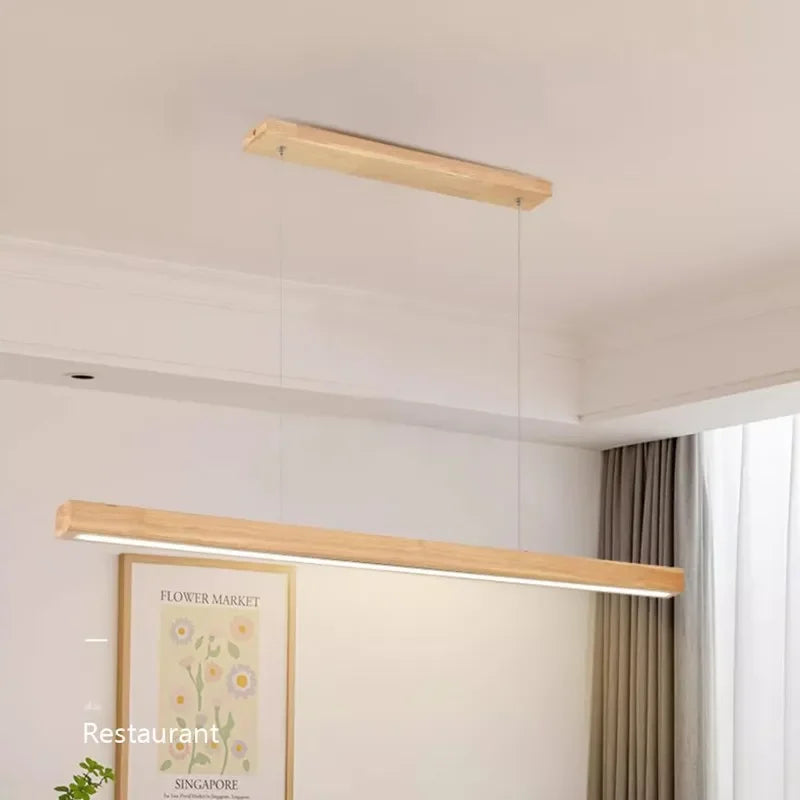 Axyaa Nordic LED Pendant Light - Modern Wooden Strip Hanging Lamp