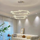 Axyaa Oval Crystal Dimmable Ceiling Chandelier for Villa Bedroom Dining Room