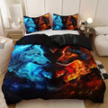 Axyaa Wolf Flame Duvet Cover Set: Soft Polyester Bedding for All Seasons