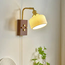 Axyaa French Vintage Wood Wall Lamps Nordic Ceramic LED Lighting