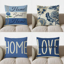 Axyaa Blue Hydrangea & Home Sweet Home Pillow Cover for Sofa, Bedroom, Car
