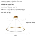 Axyaa Modern Gold Ring LED Pendant Chandelier, Dimmable Circle Living Room Light