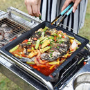 Axyaa Cast Iron Reversible Pan Grill for Gas Grill, Outdoor Camping BBQ Accessories