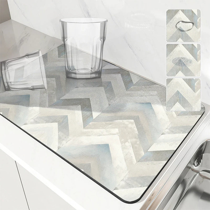 Axyaa Geometric Figure Kitchen Drying Mat Absorbent Anti-slip Bathroom Drain Pad