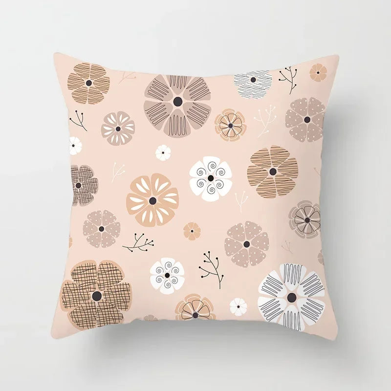 Axyaa Abstract Line Flower Print Pillowcase