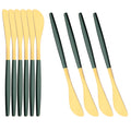 Axyaa Black Gold Butter Knife Set of 10 - Cheese Spreader Set