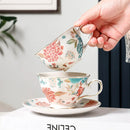 Luxury Gold-Trimmed Floral Tea Set by Axyaa: Exquisite Hand-Painted Cups and Saucers