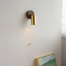 Axyaa Bathroom LED Wall Light Fixture in Japan Style Gold Copper Wood