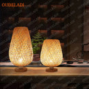 Axyaa Bamboo Handicraft Table Lamp - Vintage Handmade Wooden Light