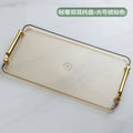 Axyaa Plastic Tray with Golden Handle: Transparent Nordic Storage Pallet for Home Kitchen