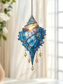 Axyaa Blue Acrylic Conch Shell Suncatcher Coastal Beach House Window Decor