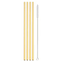 Axyaa Gold Stainless Steel Reusable Metal Straw Set for Parties and Juice Bars