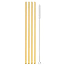 Axyaa Gold Stainless Steel Reusable Metal Straw Set for Parties and Juice Bars