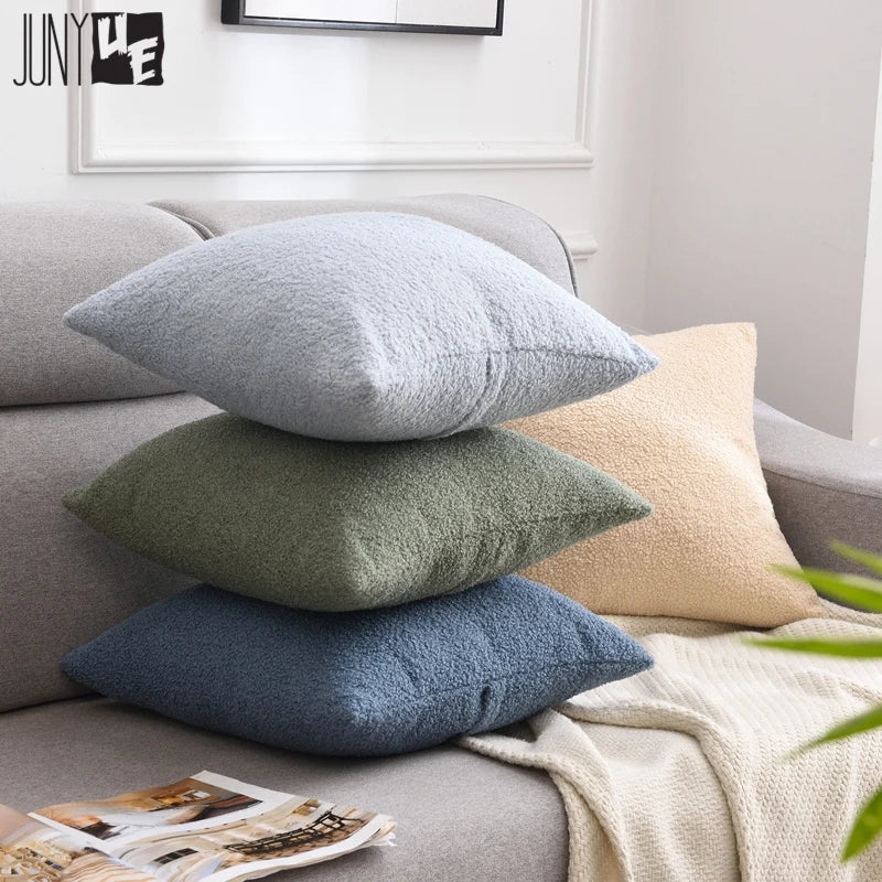 Axyaa Winter Soft Teddy Faux Fur Cushion Cover, Plush Throw Pillow Nordic Style