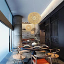 Axyaa Round Wicker Chandelier Pendant Light for Kitchen Island