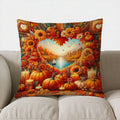Axyaa Autumn Leaves & Pumpkins Pillow Cover for Sofa, Bedroom, Car - Decorative Cushion Cover