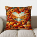 Axyaa Autumn Leaves & Pumpkins Pillow Cover for Sofa, Bedroom, Car - Decorative Cushion Cover