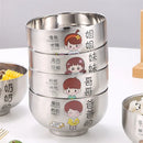Axyaa Kids' Cartoon Stainless Steel Rice Bowl and Soup Bowl Set