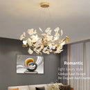 Axyaa Gold Branches Chandelier Porcelain Leaves Pendant Light Luxury Interior Decor