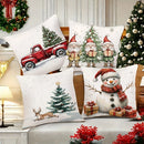 Axyaa Winter Snowman Car Christmas Tree Pillowcase