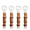 Axyaa Stainless Steel Bamboo Handled Beer Opener Bartender Tool for Bar & Kitchen