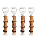 Axyaa Stainless Steel Bamboo Handled Beer Opener Bartender Tool for Bar & Kitchen