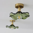 Axyaa Vintage Brass Glass Lotus Leaf Ceiling Light for Restaurant Bar Aisle