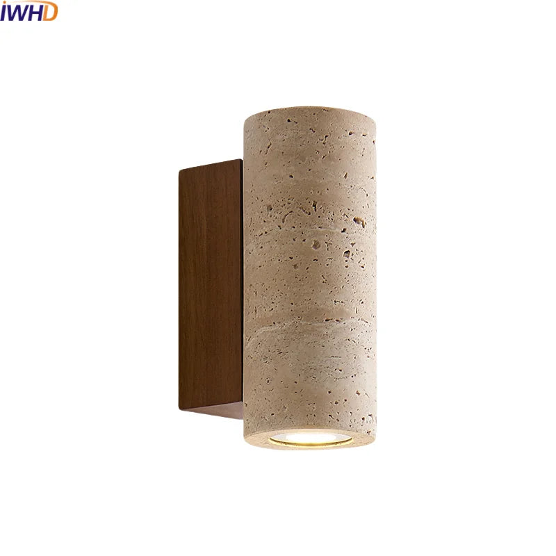 Axyaa Yellow Travertine LED Wall Lights - Modern Bedside Lamp for Home Decor