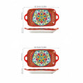 Axyaa Ceramic Fish Dish with Handle: Bohemian Style Rectangular Dining Tray, 12.8-inch