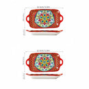Axyaa Ceramic Fish Dish with Handle: Bohemian Style Rectangular Dining Tray, 12.8-inch