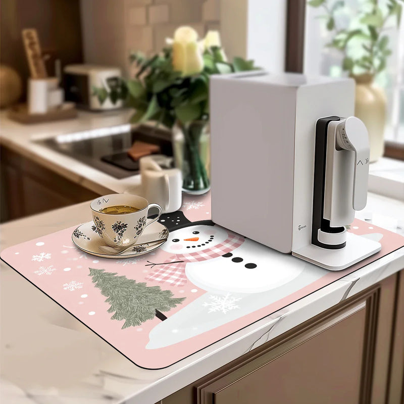 Axyaa Christmas Coffee Absorbent Drying Mat Decor Placemat Table Cup Mats