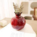 Axyaa Pomegranate Vase: Bright Porcelain Ceramic Table Decor for Flower Arrangement & Room Aesthetic