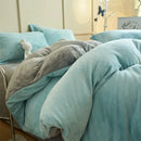 Axyaa Solid Flannel Bedding Set, Reversible Fleece Duvet Cover and Cozy Sheet with Pillowcases