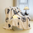 Axyaa Luxury Floral Fluffy Plush Blanket | Faux Rabbit Fur Sofa Throw Queen Size