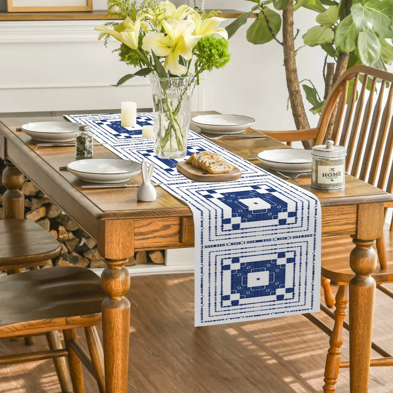 Axyaa Geometric Lines Pattern Table Runner for Dining and Coffee Table Decor