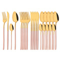 Axyaa 24-Piece Stainless Steel Cutlery Set - Black Mirror Finish