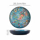 Axyaa Bohemian Ceramic Plate: Creative Western Food Fruit Plate, Oven Microwave Safe