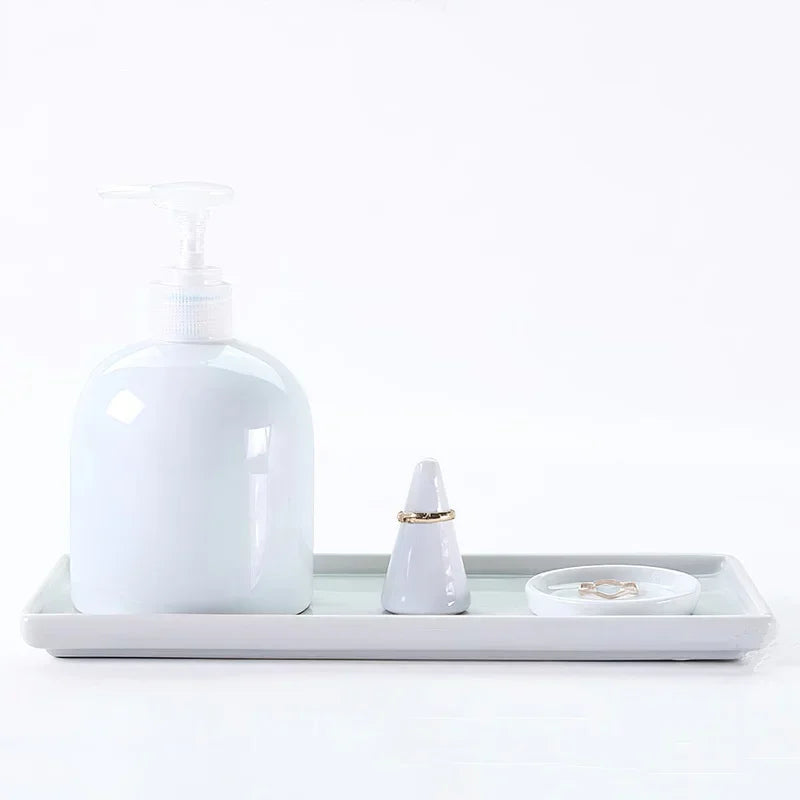 Axya White Porcelain Bathroom Tray Set