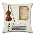 Axyaa Violin Print Decorative Square Pillowcase Cotton Linen Cover