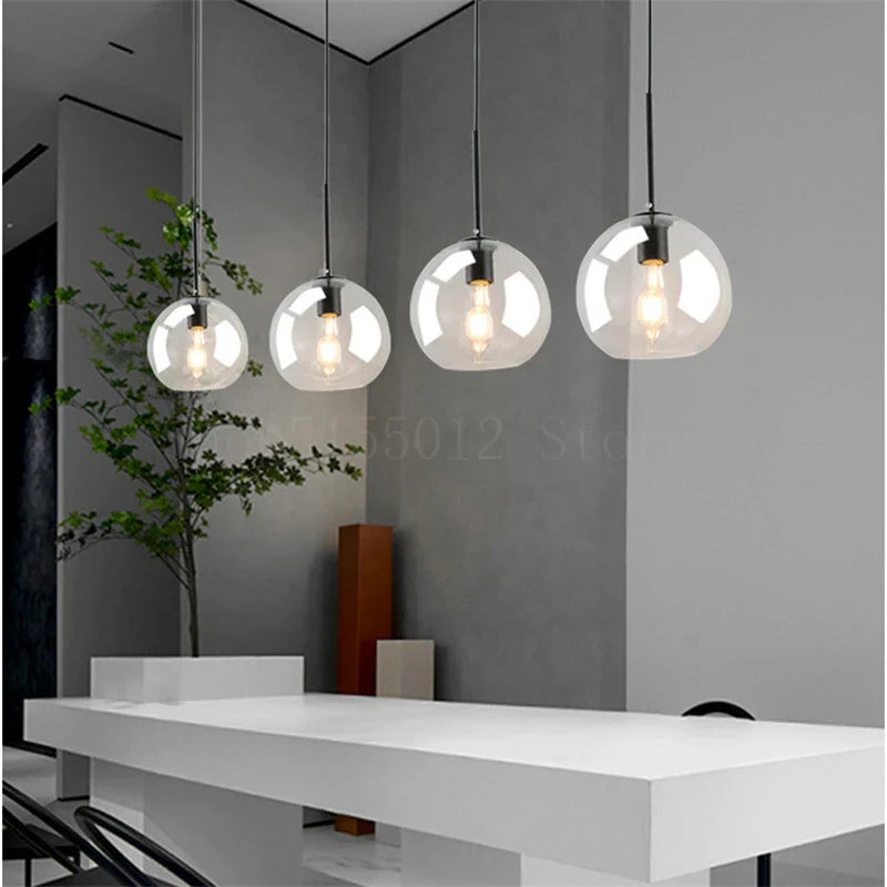 Axya Amber Smoke Glass Balls Pendant Light for Modern Loft, Living Room, Kitchen